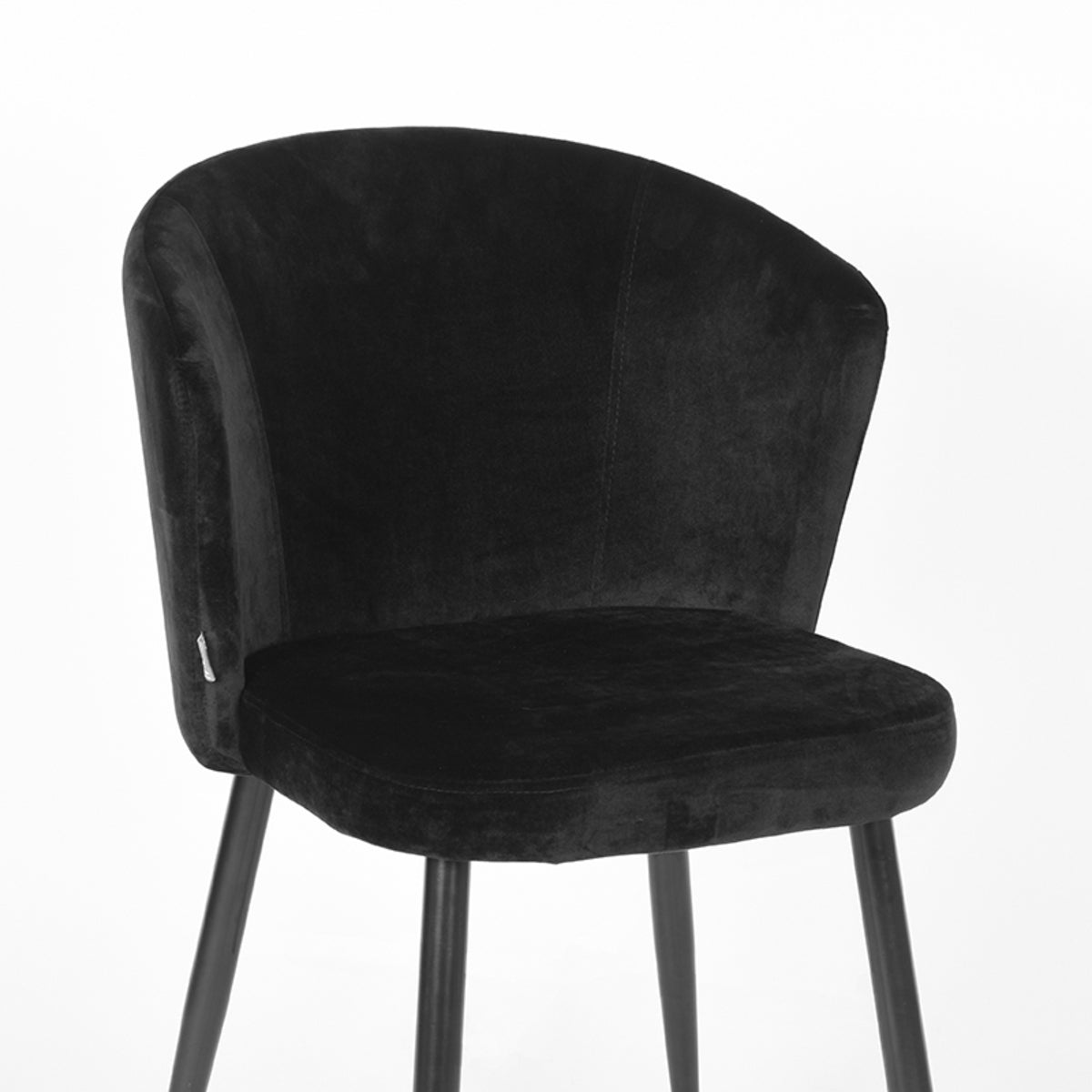 Eetkamerstoel Wave - Zwart - Fluweel - Zwart Metalen Frame