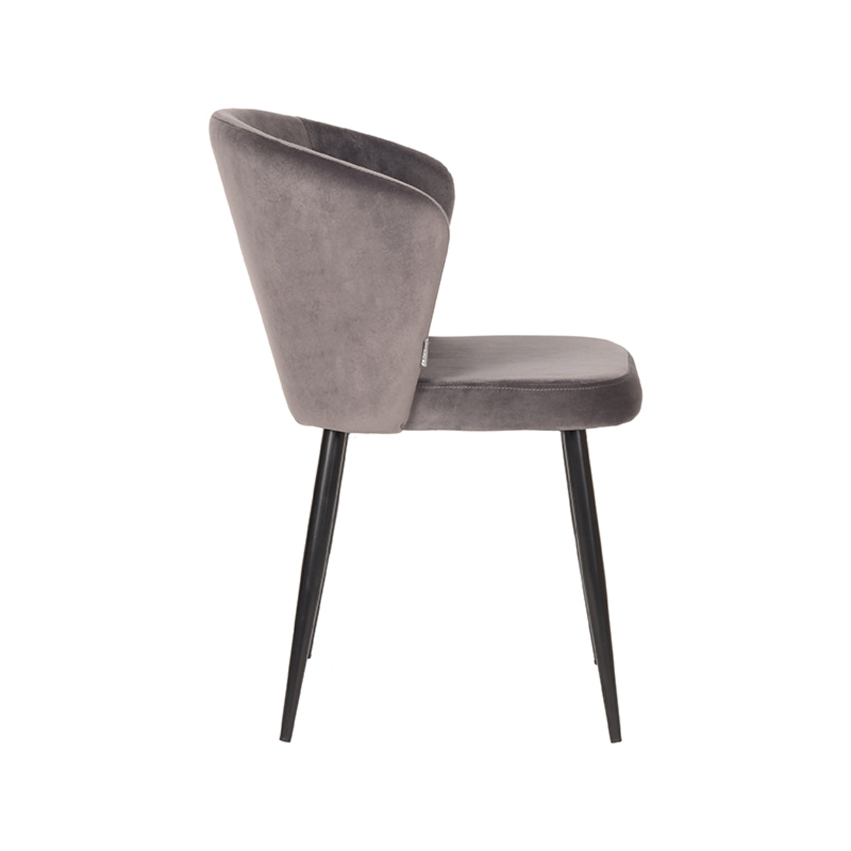 Eetkamerstoel Wave - Grijs - Velvet - Zwart Metalen Frame