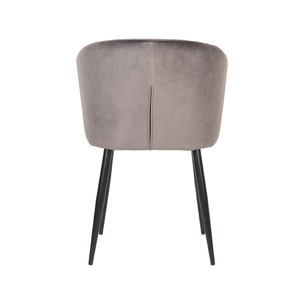 Eetkamerstoel Wave - Grijs - Velvet - Zwart Metalen Frame