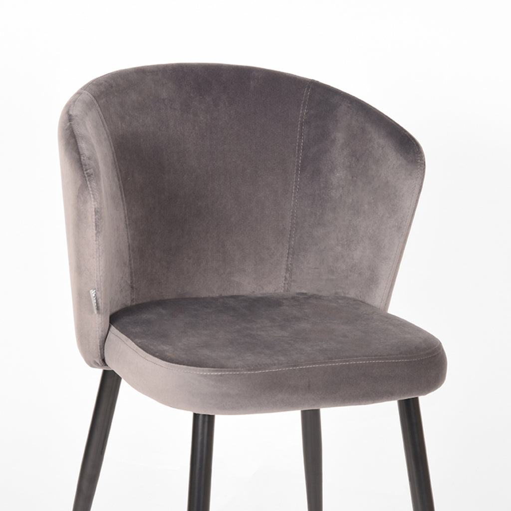 Eetkamerstoel Wave - Grijs - Velvet - Zwart Metalen Frame