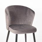 Eetkamerstoel Wave - Grijs - Velvet - Zwart Metalen Frame