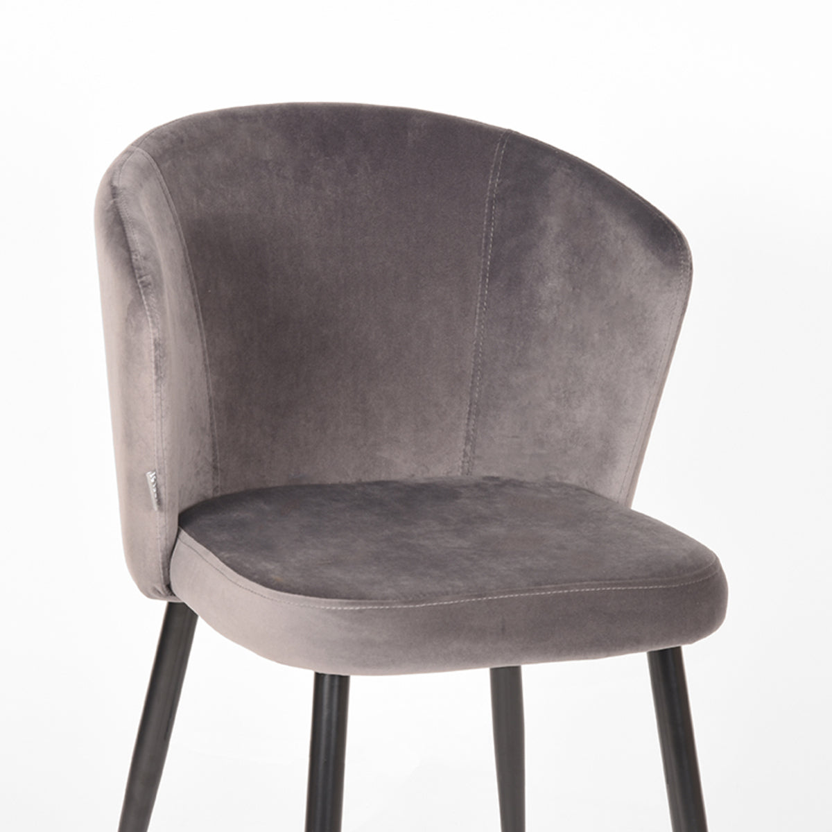 Eetkamerstoel Wave - Grijs - Velvet - Zwart Metalen Frame