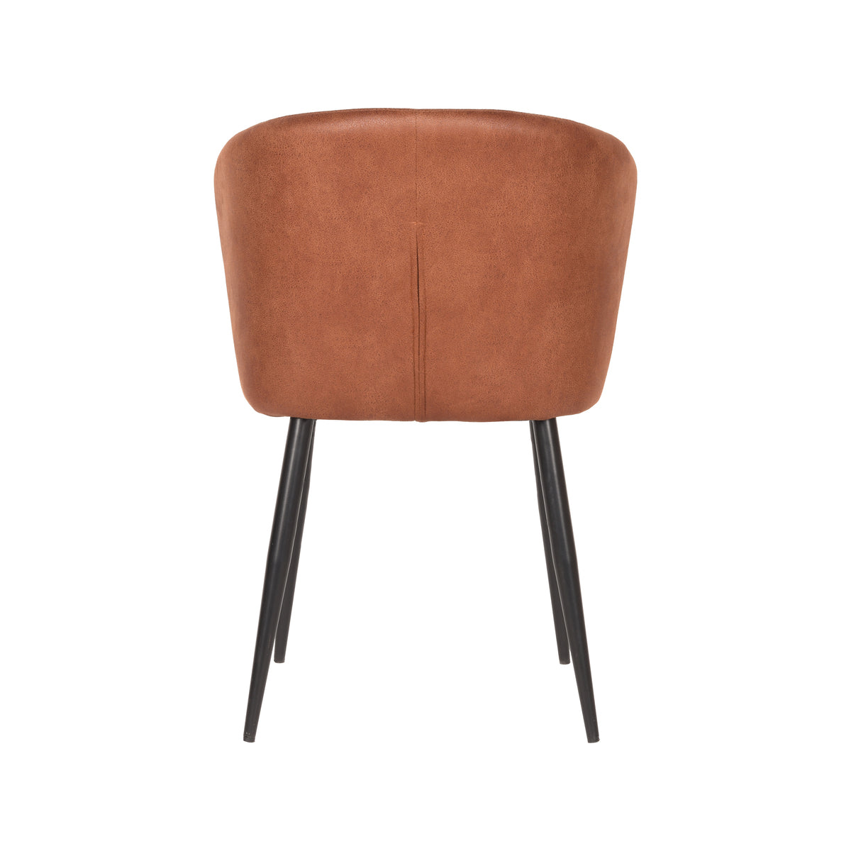 Eetkamerstoel Wave - Cognac - Microvezel - Zwart Metalen Frame