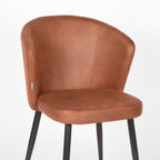 Eetkamerstoel Wave - Cognac - Microvezel - Zwart Metalen Frame