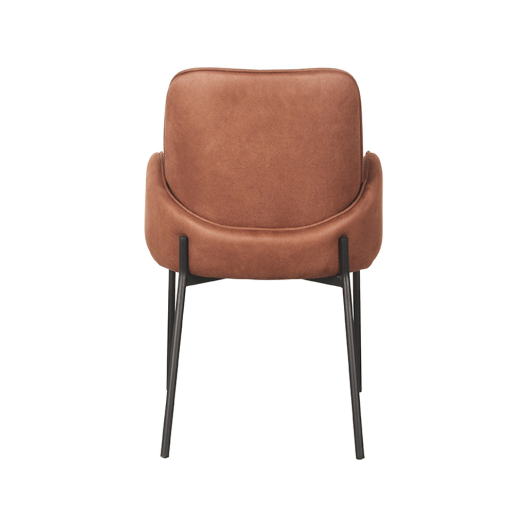 Eetkamerstoel Jari - Cognac - Microvezel - Zwart Metalen Frame