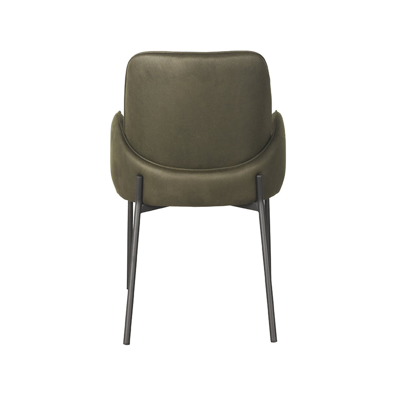 Eetkamerstoel Jari - Army - Mircovezel - Zwart Metalen Frame