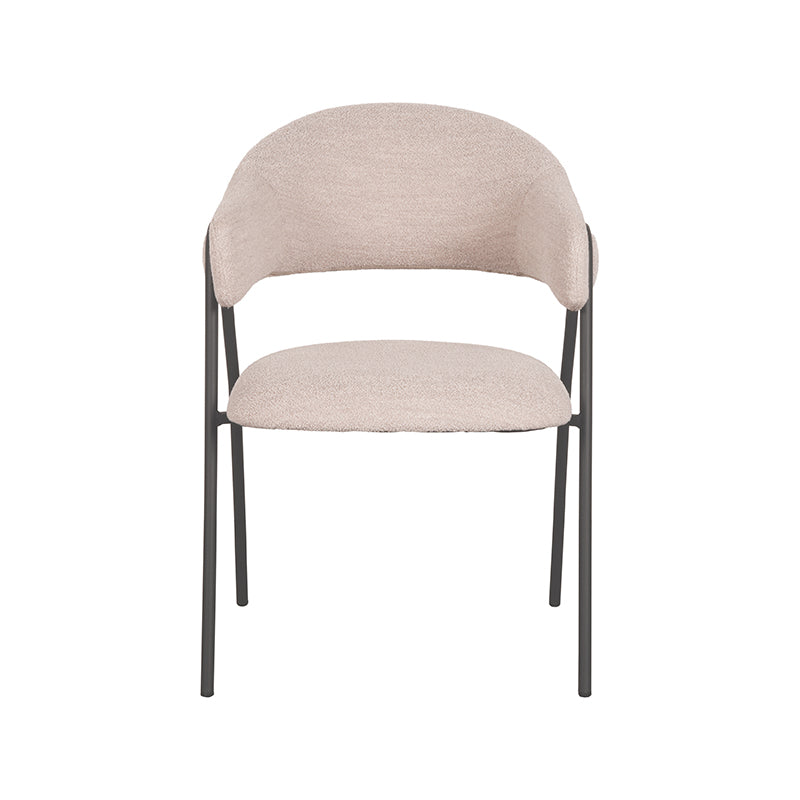 Eetkamerstoel Lowen - Naturel - Boucle - Zwart Metalen Frame