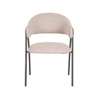 Eetkamerstoel Lowen - Naturel - Boucle - Zwart Metalen Frame