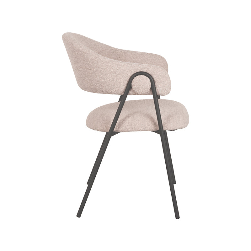 Eetkamerstoel Lowen - Naturel - Boucle - Zwart Metalen Frame