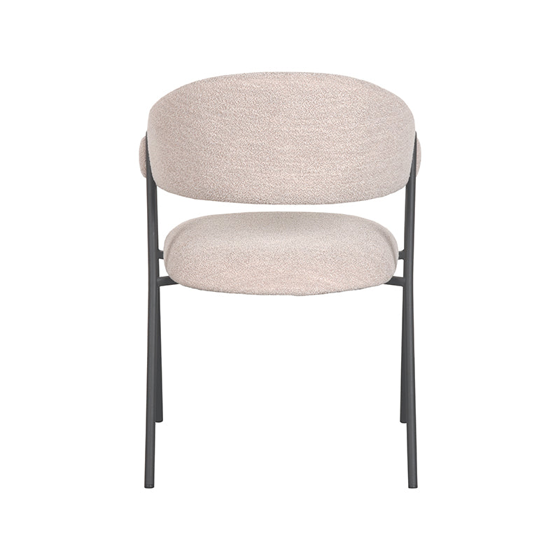 Eetkamerstoel Lowen - Naturel - Boucle - Zwart Metalen Frame
