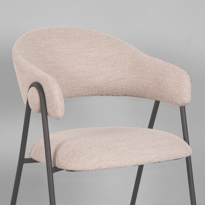 Eetkamerstoel Lowen - Naturel - Boucle - Zwart Metalen Frame