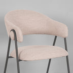 Eetkamerstoel Lowen - Naturel - Boucle - Zwart Metalen Frame
