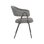 Eetkamerstoel Lowen - Grijs - Boucle - Zwart Metalen Frame