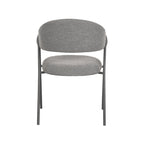 Eetkamerstoel Lowen - Grijs - Boucle - Zwart Metalen Frame