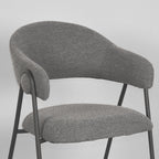 Eetkamerstoel Lowen - Grijs - Boucle - Zwart Metalen Frame