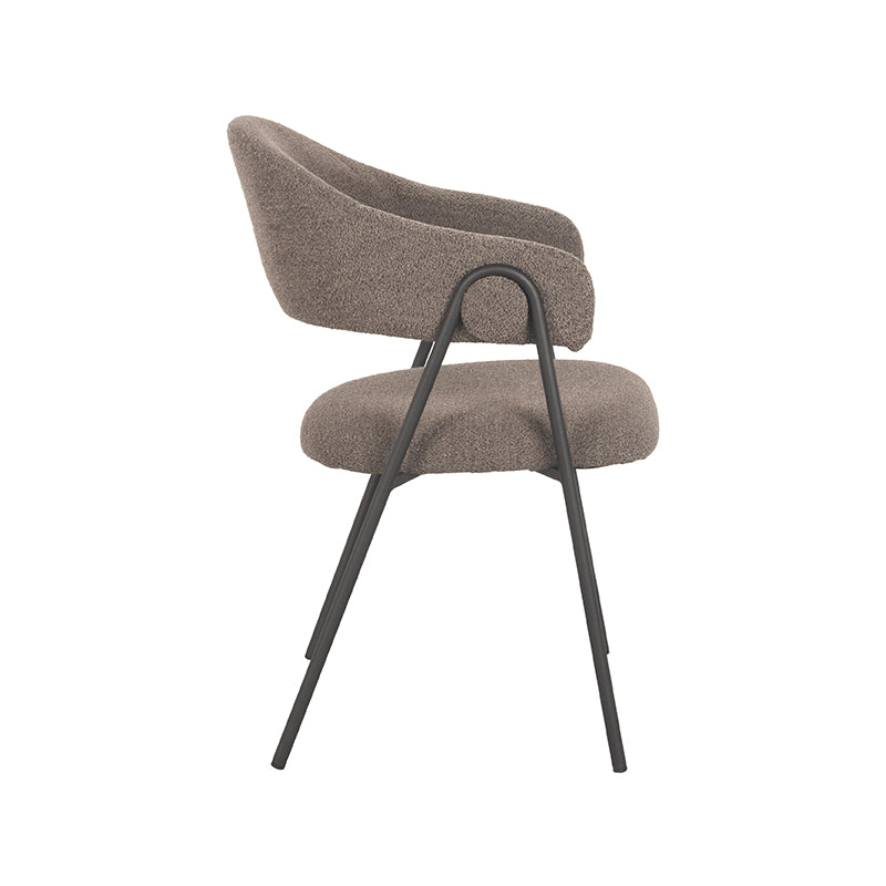 Eetkamerstoel Lowen - Bruin - Boucle - Zwart Metalen Frame