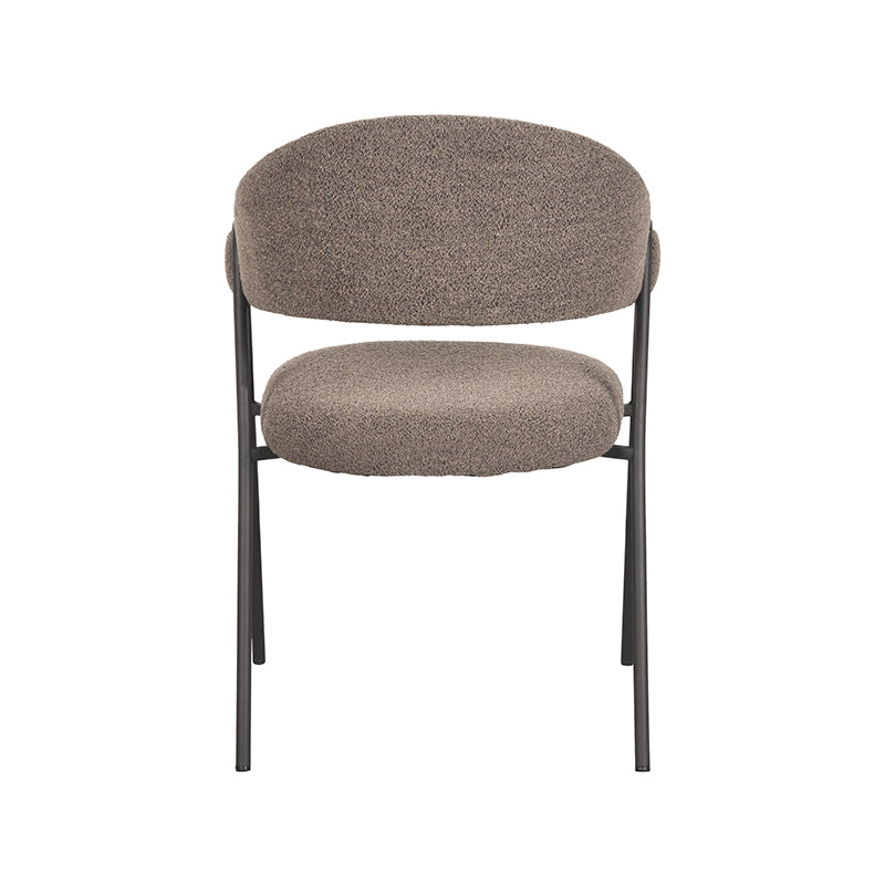 Eetkamerstoel Lowen - Bruin - Boucle - Zwart Metalen Frame