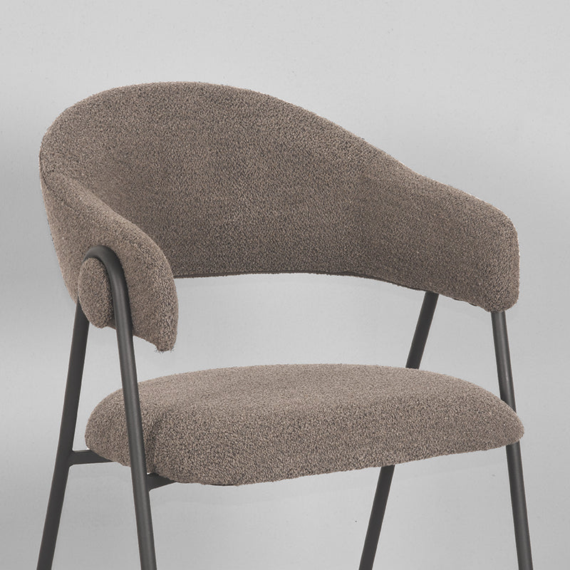 Eetkamerstoel Lowen - Bruin - Boucle - Zwart Metalen Frame