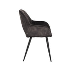 Eetkamerstoel Fer - Antraciet - Velvet - Zwart Metalen Frame