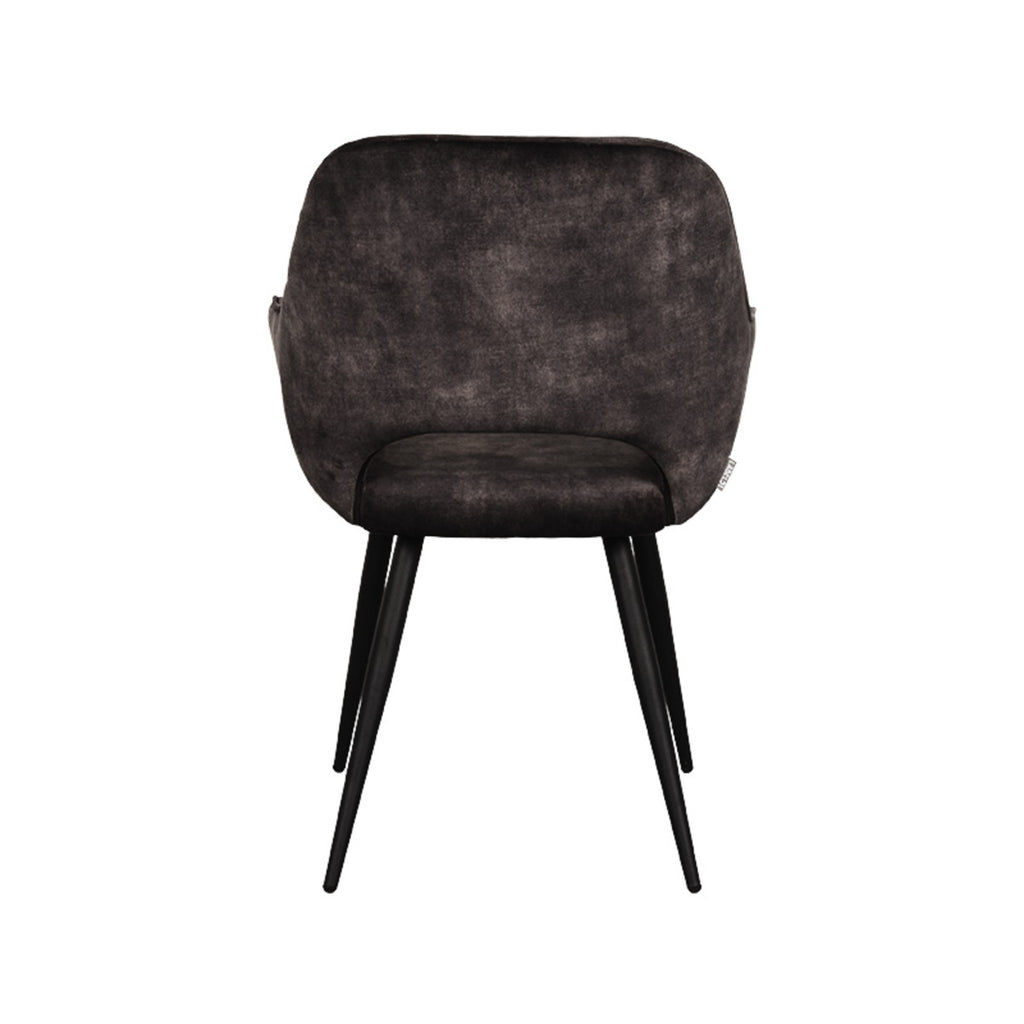 Eetkamerstoel Fer - Antraciet - Velvet - Zwart Metalen Frame