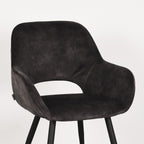 Eetkamerstoel Fer - Antraciet - Velvet - Zwart Metalen Frame