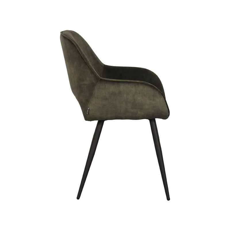 Eetkamerstoel Fer - Hunter - Velours - Zwart Metalen Frame