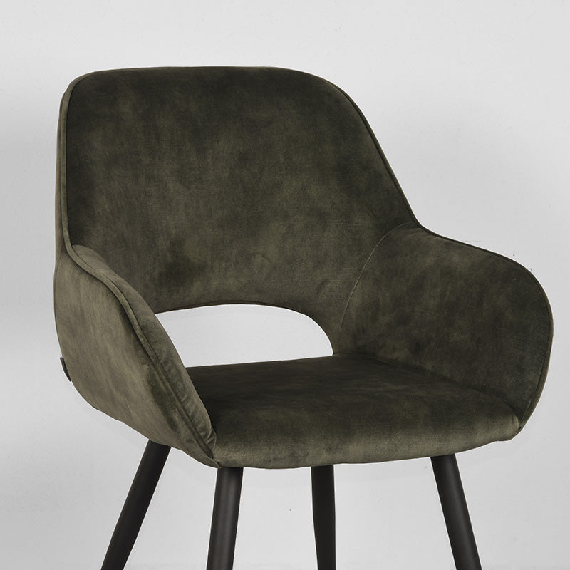 Eetkamerstoel Fer - Hunter - Velours - Zwart Metalen Frame
