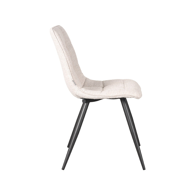 Eetkamerstoel Jelt - Naturel - Boucle - Zwart Metalen Frame