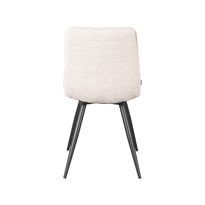 Eetkamerstoel Jelt - Naturel - Boucle - Zwart Metalen Frame