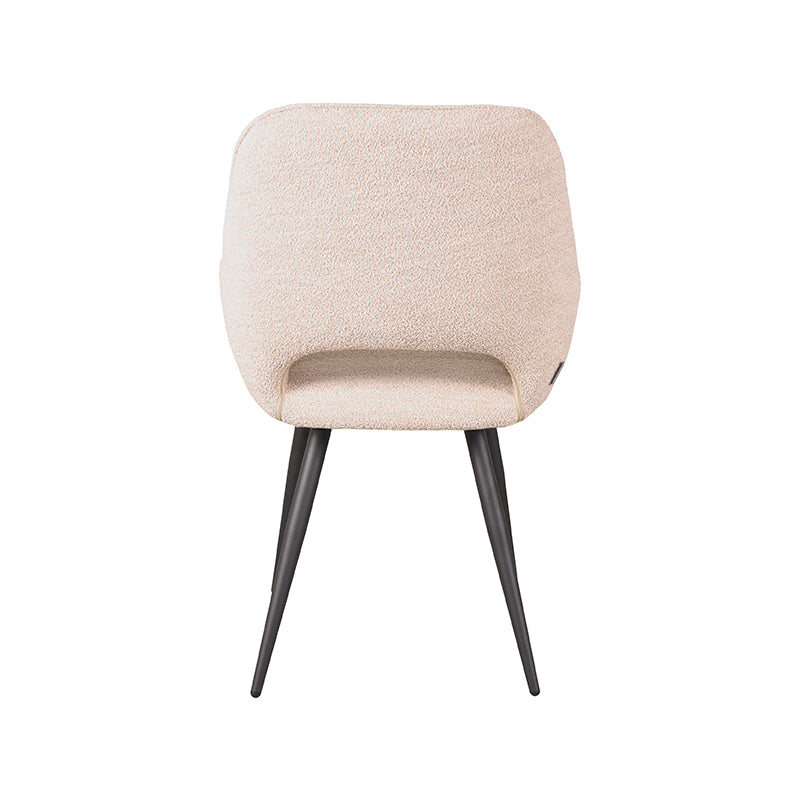 Eetkamerstoel Fer - Naturel - Boucle - Zwart Metalen Frame