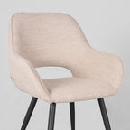 Eetkamerstoel Fer - Naturel - Boucle - Zwart Metalen Frame