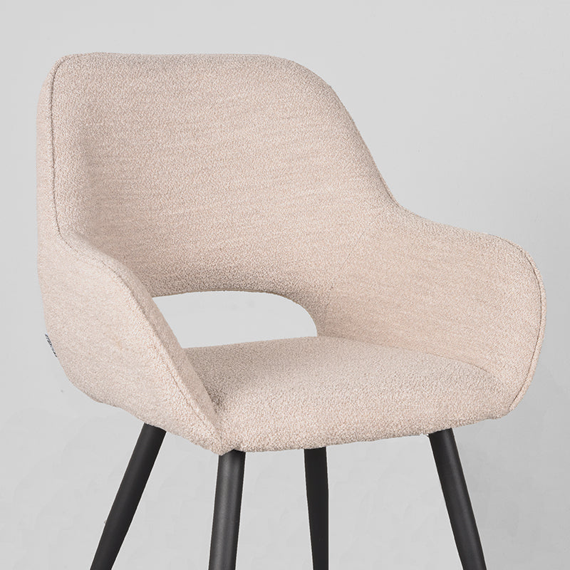 Eetkamerstoel Fer - Naturel - Boucle - Zwart Metalen Frame