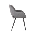 Eetkamerstoel Fer - Grijs - Boucle - Zwart Metalen Frame