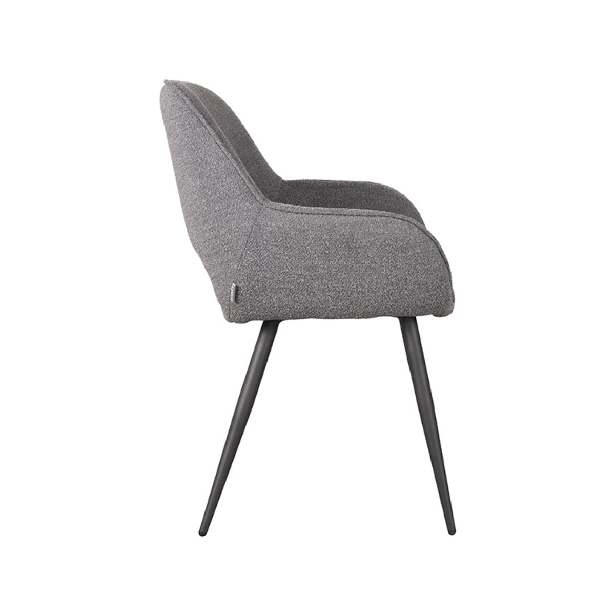 Eetkamerstoel Fer - Grijs - Boucle - Zwart Metalen Frame