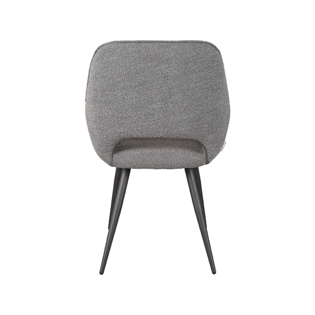 Eetkamerstoel Fer - Grijs - Boucle - Zwart Metalen Frame