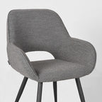 Eetkamerstoel Fer - Grijs - Boucle - Zwart Metalen Frame