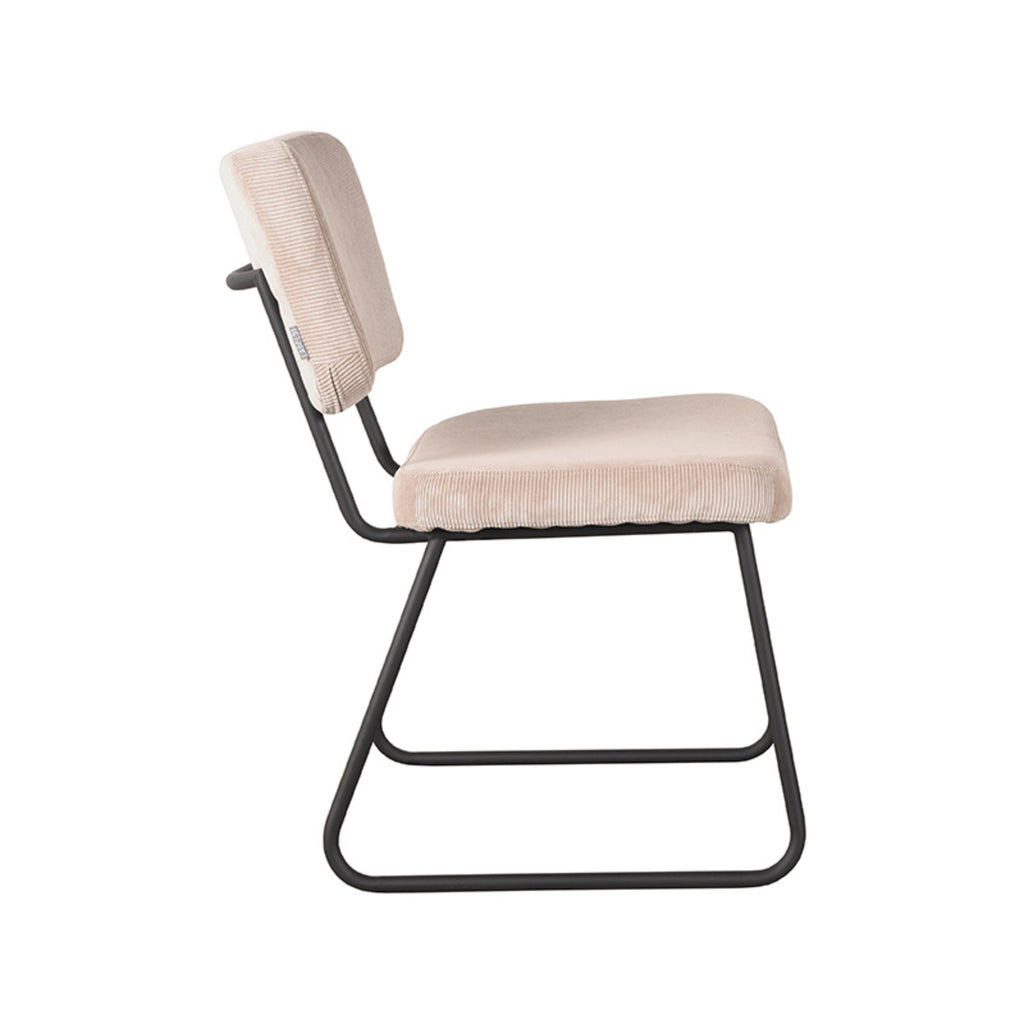 Eetkamerstoel Noah - Naturel - Ribcord - Zwart Metalen Frame