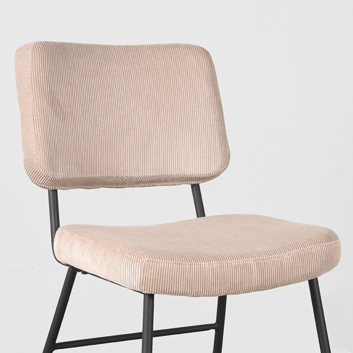 Eetkamerstoel Noah - Naturel - Ribcord - Zwart Metalen Frame
