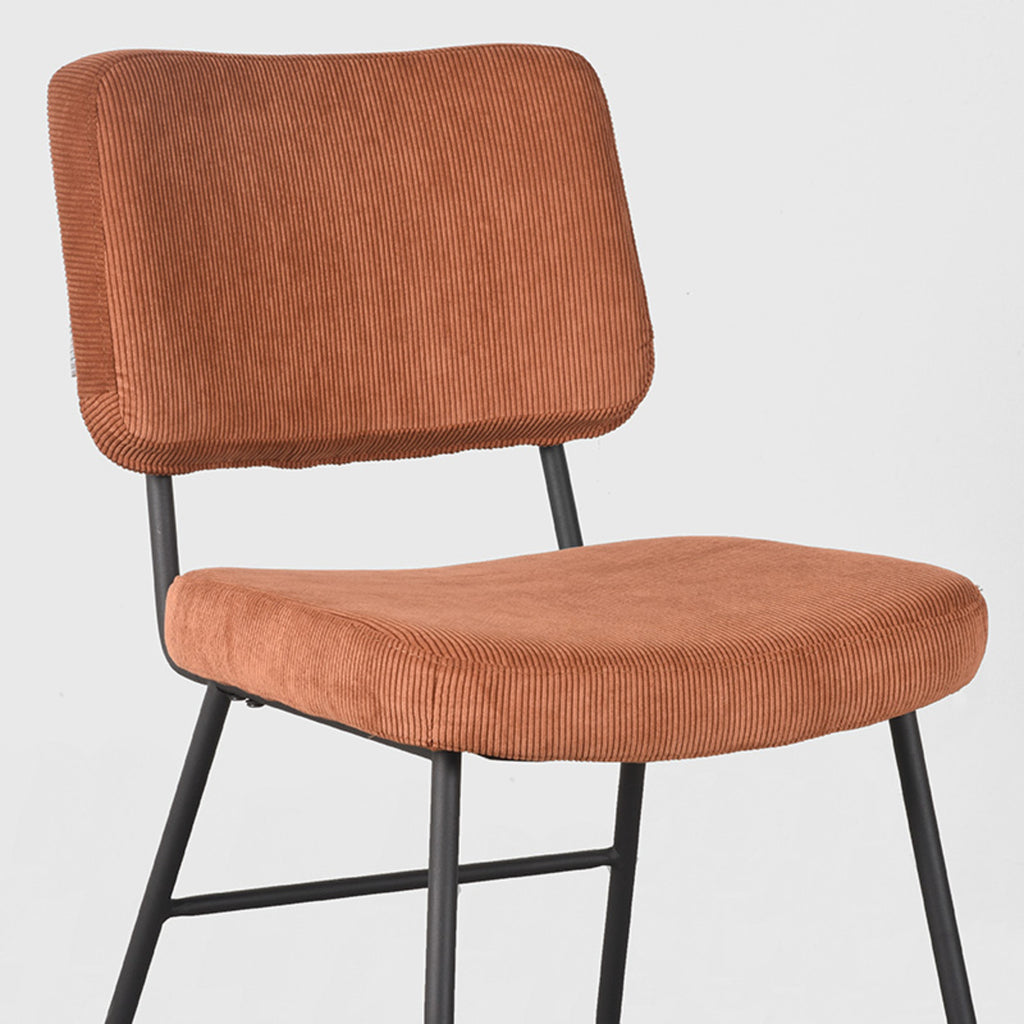 Eetkamerstoel Noah - Rust - Ribcord - Zwart Metalen Frame
