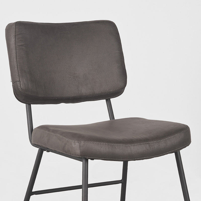 Eetkamerstoel Noah - Antraciet - Micro Suede - Zwart Metalen Frame