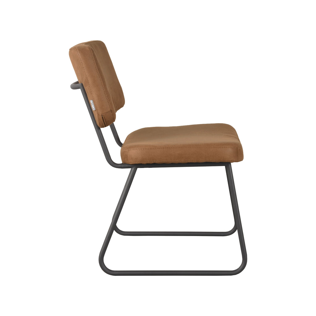 Eetkamerstoel Noah - Cognac - Micro Suede - Zwart Metalen Frame