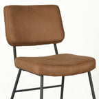Eetkamerstoel Noah - Cognac - Micro Suede - Zwart Metalen Frame