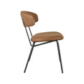 Eetkamerstoel Zack - Cognac - Micro Suede - Zwart Metalen Frame