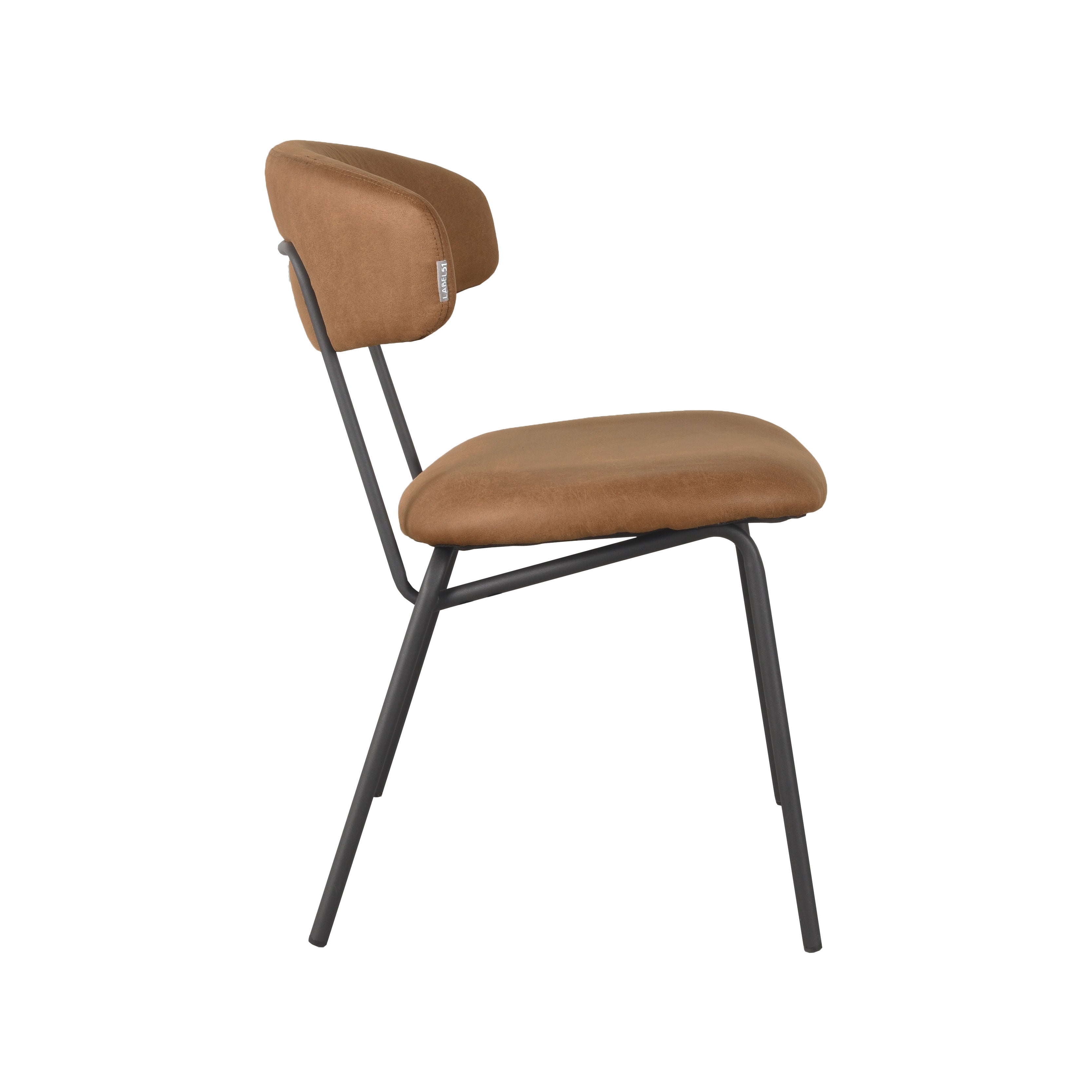 Eetkamerstoel Zack - Cognac - Micro Suede - Zwart Metalen Frame
