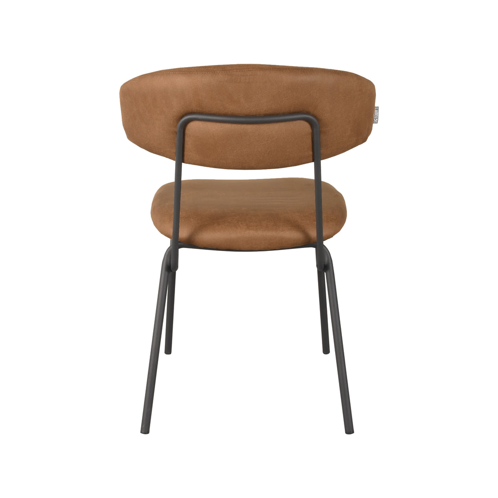 Eetkamerstoel Zack - Cognac - Micro Suede - Zwart Metalen Frame