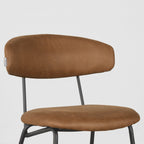 Eetkamerstoel Zack - Cognac - Micro Suede - Zwart Metalen Frame