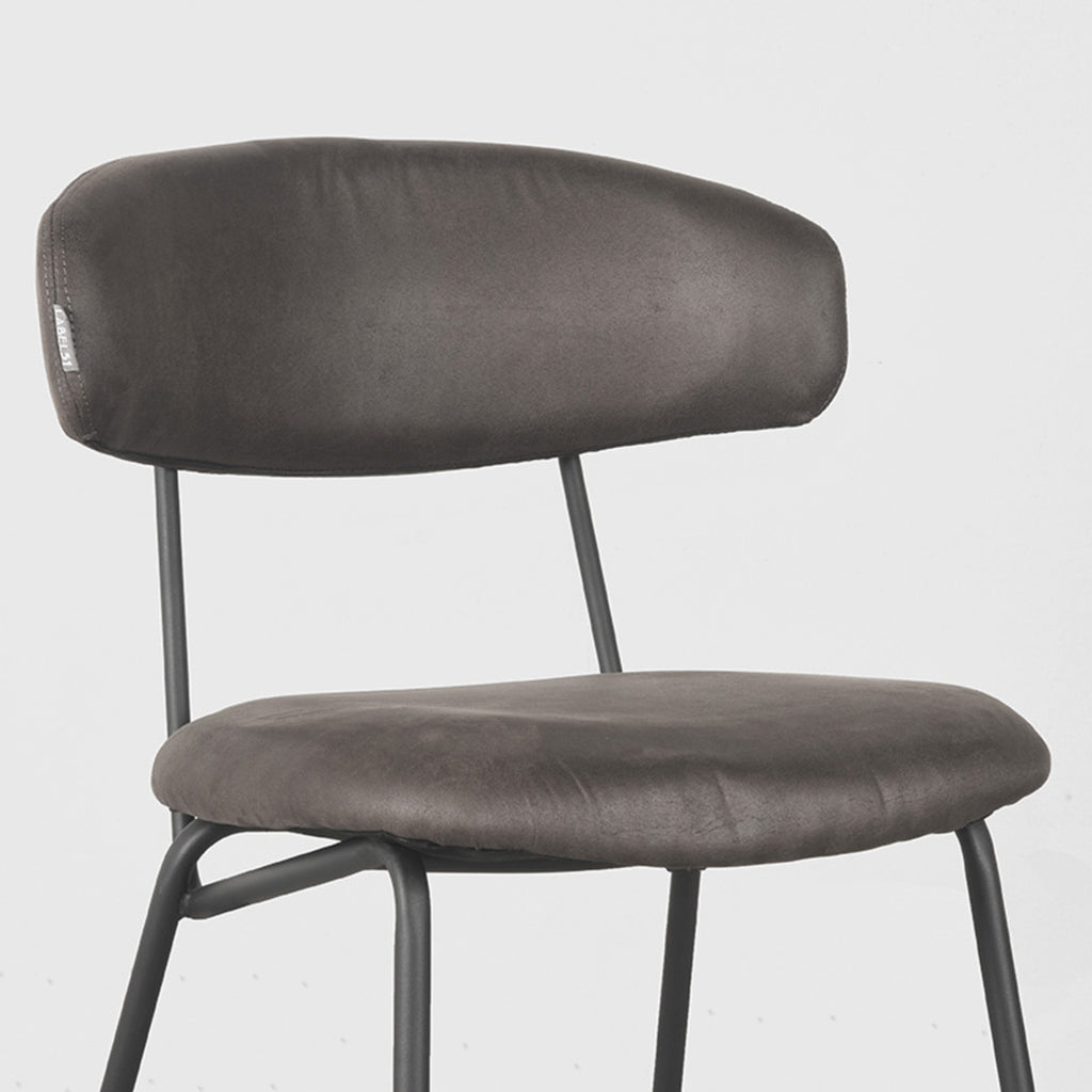 Eetkamerstoel Zack - Antraciet - Micro Suede - Zwart Metalen Frame