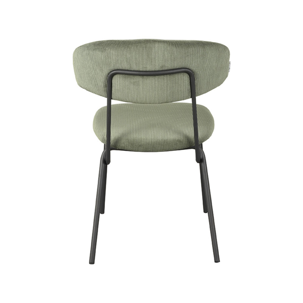 Eetkamerstoel Zack - Forest - Ribcord - Zwart Metalen Frame