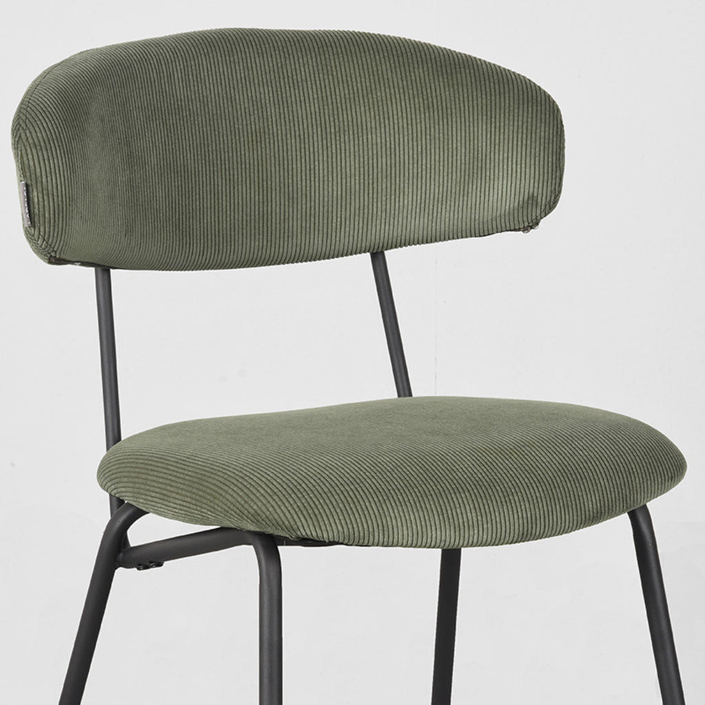 Eetkamerstoel Zack - Forest - Ribcord - Zwart Metalen Frame