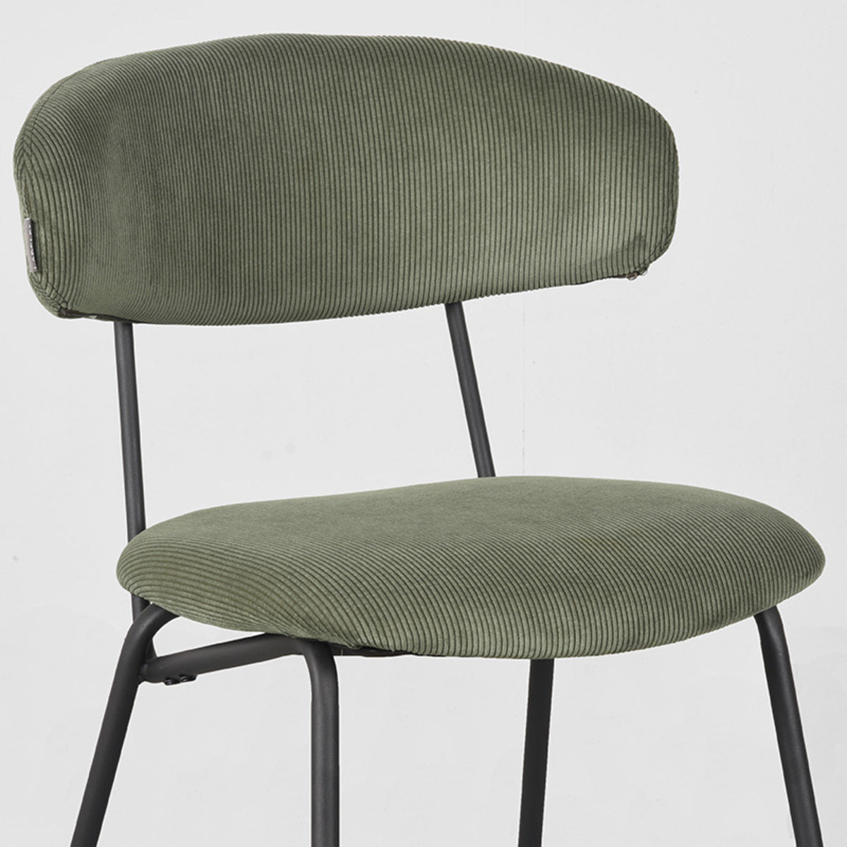 Eetkamerstoel Zack - Forest - Ribcord - Zwart Metalen Frame